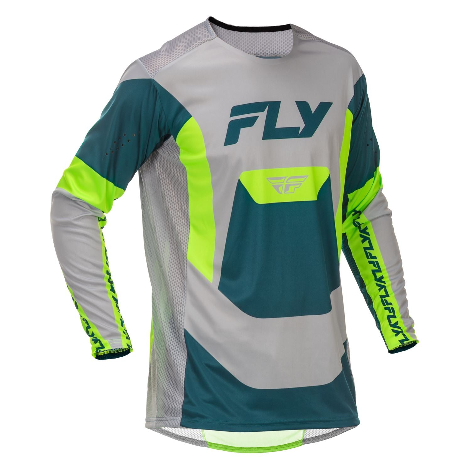 Fly Racing 2026 Motocross Jersey Lite Grey Lime Teal